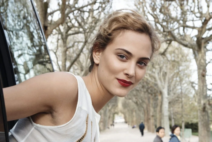 Actresses Nora Arnezeder Blonde Blue Eyes French Lipstick