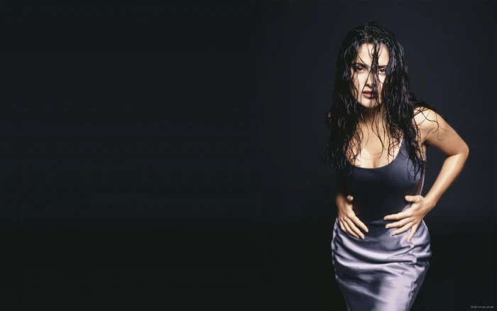Actresses Salma Hayek one person adult long hair copy space