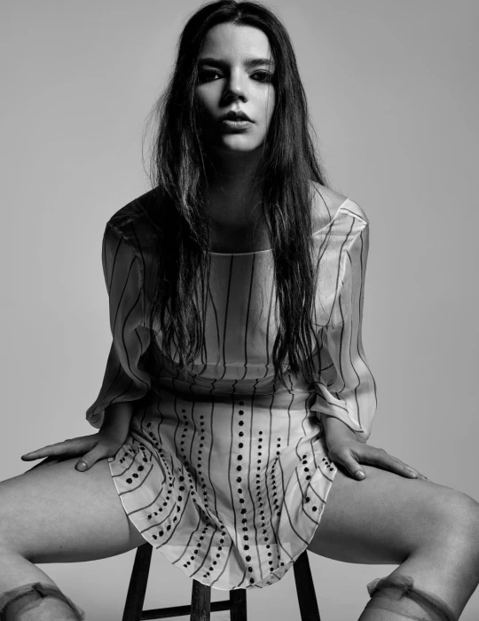 Anya Taylor Joy women actress brunette dark hair monochrome