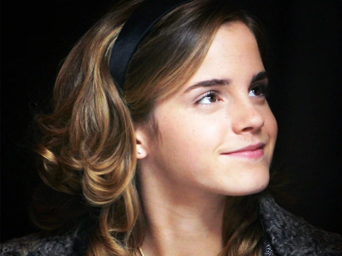 Emma Watson actress smiling looking away women hair band