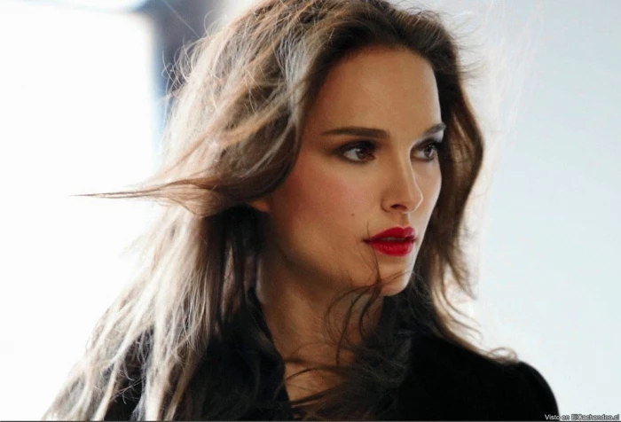face celebrity black clothing actress Natalie Portman looking away
