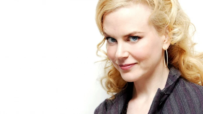 Nicole Kidman face blonde simple background portrait celebrity