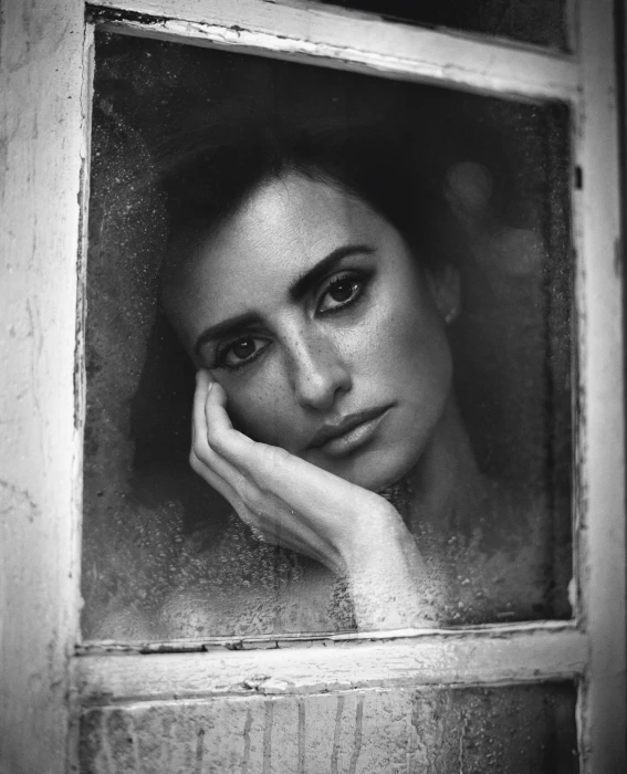 women actress long hair monochrome portrait display face