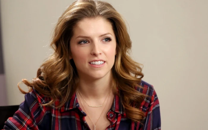 Anna Kendrick celebrity actress women brunette plaid shirt 2k