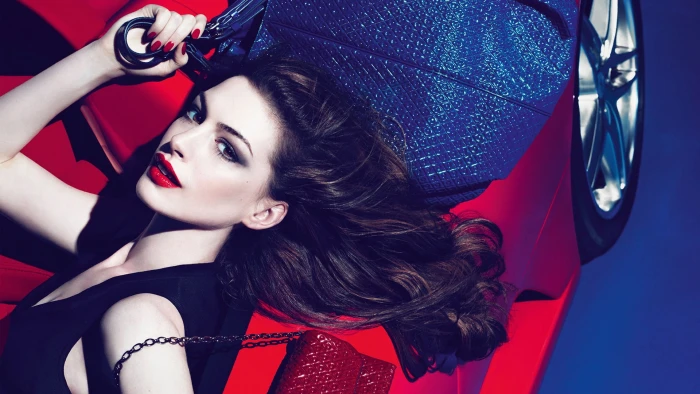 Anne Hathaway actress women brunette long hair model looking at viewer