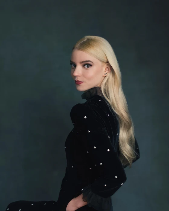 Anya Taylor Joy women actress blonde long hair simple background