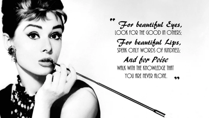 Audrey Hepburn with text overlay Actresses one person portrait