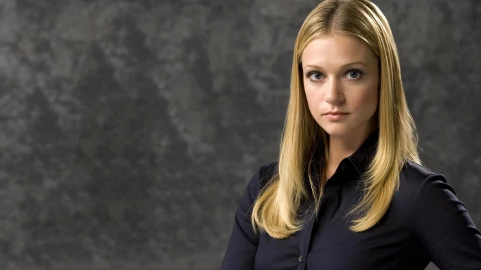 blonde women A J Cook actress portrait blond hair looking at camera
