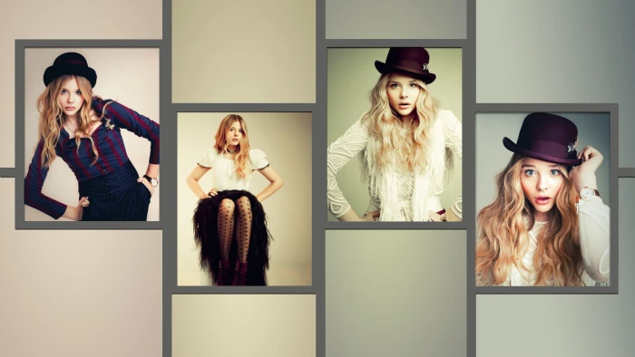 Chlo Grace Moretz women actress collage blonde with hats