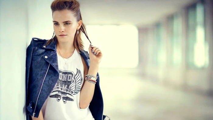 Cara Delevigne Emma Watson brunette leather jackets actress
