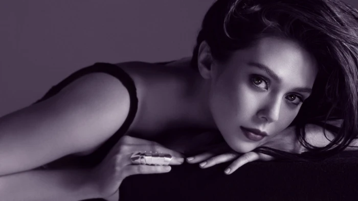 closeup Elizabeth Olsen women actress monochrome