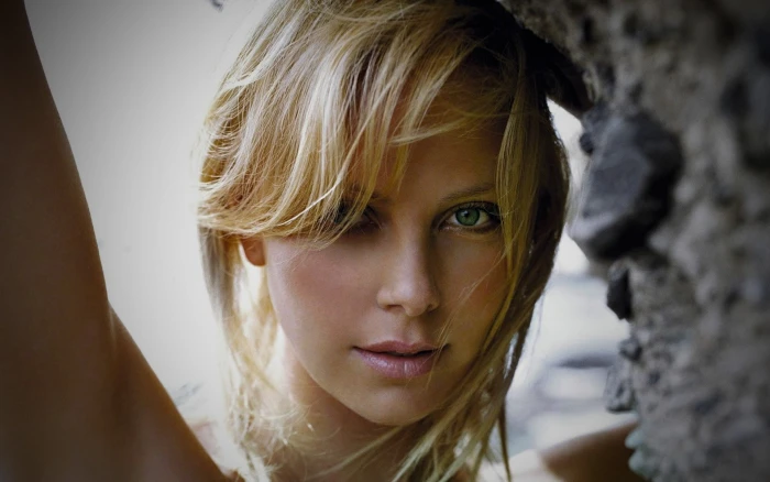 Charlize Theron women actress blonde green eyes celebrity