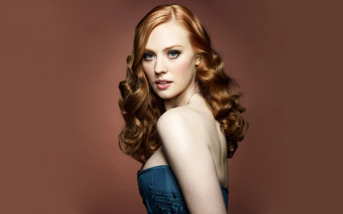 Deborah Ann Woll redhead actress red background women beautiful woman 2k