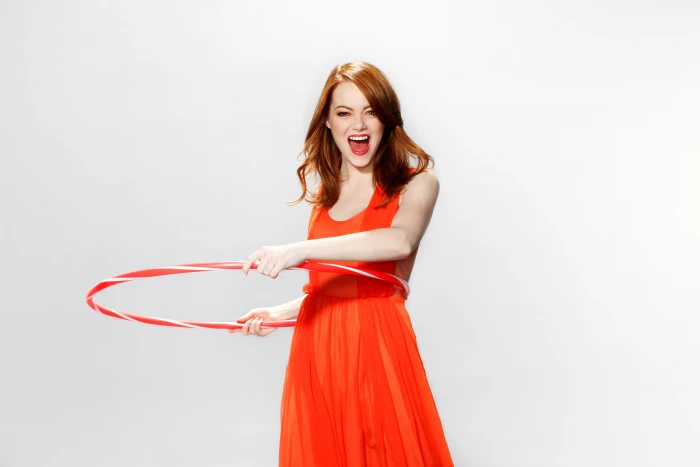 Emma Stone actress women celebrity simple background open mouth 2k 4k