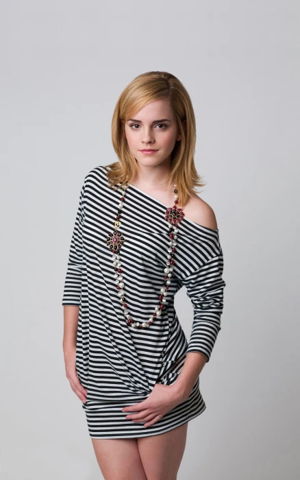 Emma Watson actress celebrity women portrait display striped