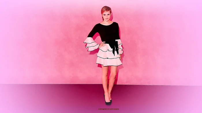 Emma Watson actress simple background women celebrity pink color