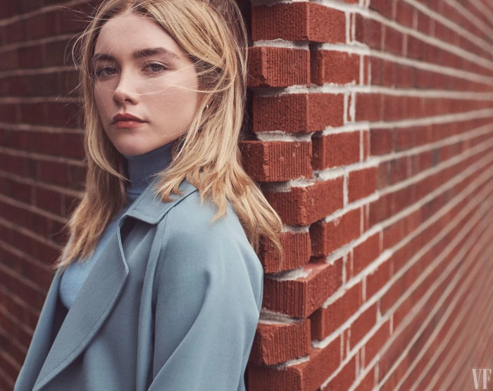 Florence Pugh women actress green eyes lipstick bricks 2k
