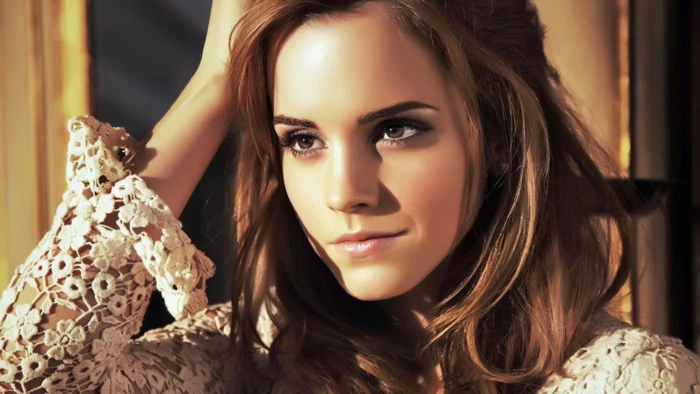 Emma Watson brunette actress face portrait beauty one person
