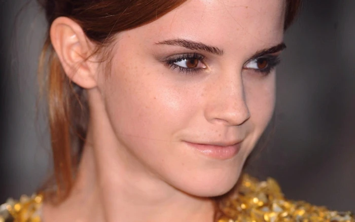 Emma Watson face brown eyes women actress celebrity portrait