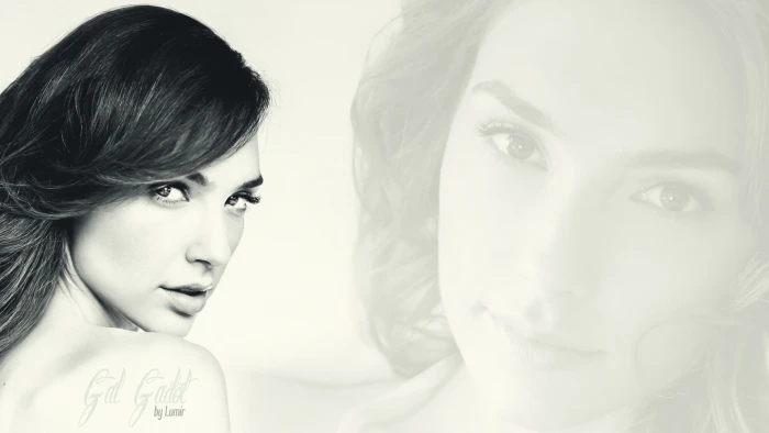 Gal Gadot brunette actress monochrome women portrait headshot