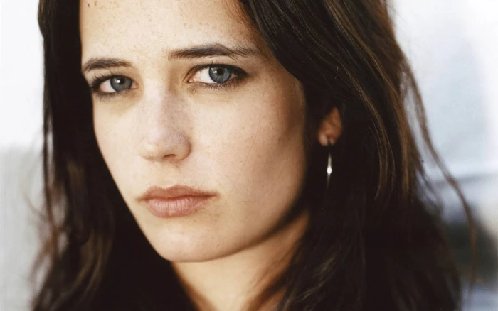 Eva Green actress brunette blue eyes women closeup clean skin