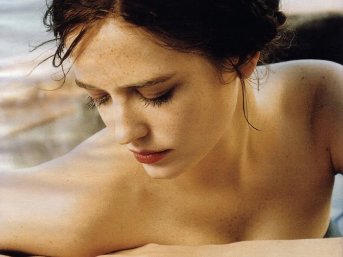 Eva Green actress closed eyes women brunette French