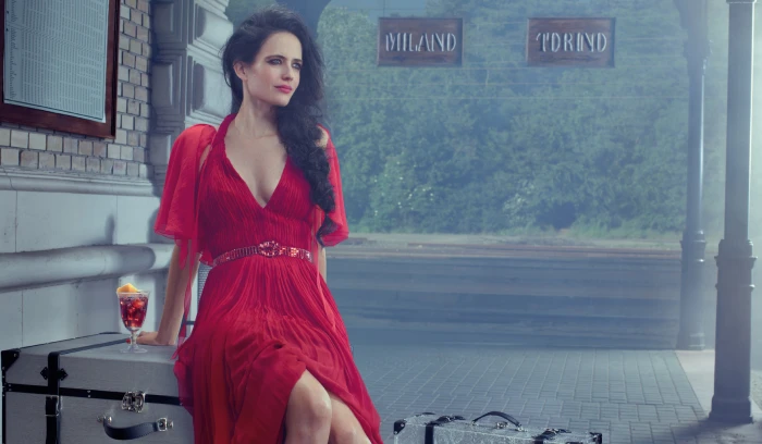 Eva Green Gaelle actress model red dress brunette 2k 4k 5k