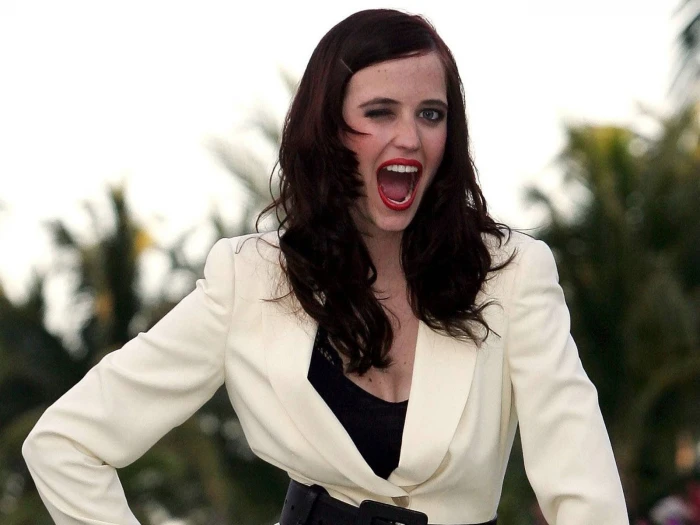 Eva Green women outdoors long hair open mouth actress