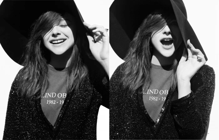 grayscale photo of Chloe Grace Moretz collage Chlo 2k 4k 5k