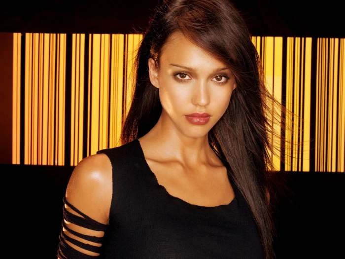 Jessica Alba red lipstick long hair women celebrity actress 1