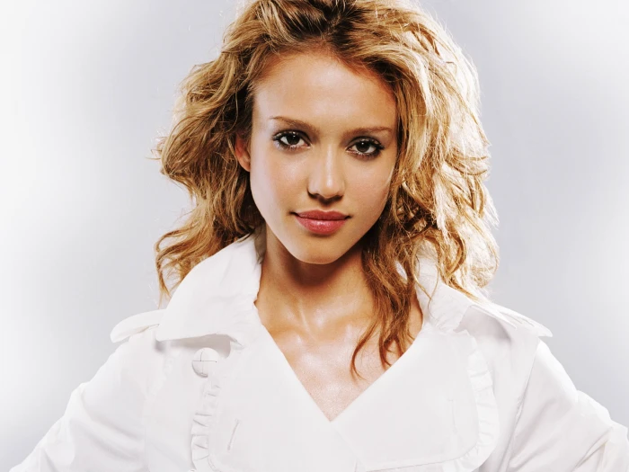 Jessica Alba women red lipstick portrait face actress