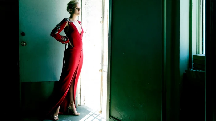 Kristen Bell celebrity red dress door women actress sunlight