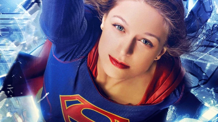 Melissa Benoist Supergirl actress brunette green eyes red lipstick