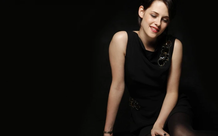 Kristen Stewart stockings women brunette actress black background 85