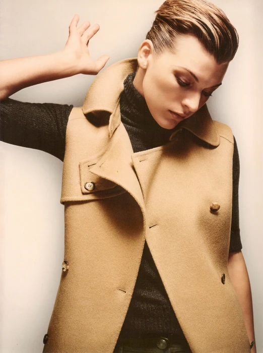 Milla Jovovich actress model brunette pink lipstick young adult