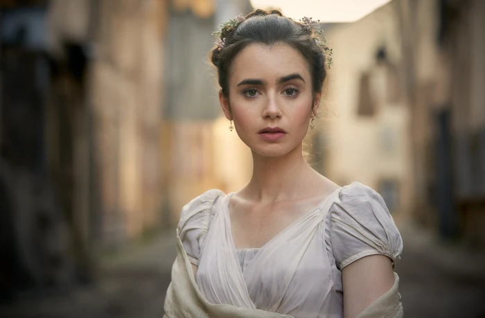 Lily Collins actress celebrity brunette women depth of field 2k 4k