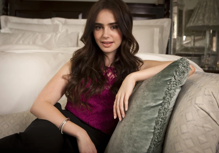 Lily Collins women actress celebrity eyebrows sitting 2k