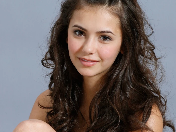 Nina Dobrev actress portrait face women hair long