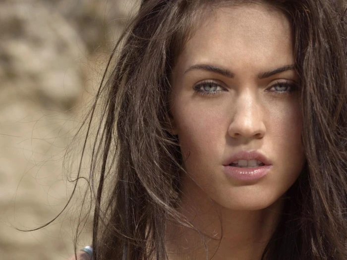 Megan Fox brunette face actress celebrity portrait headshot