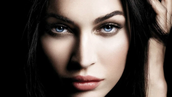 Megan Fox face women actress celebrity portrait young adult