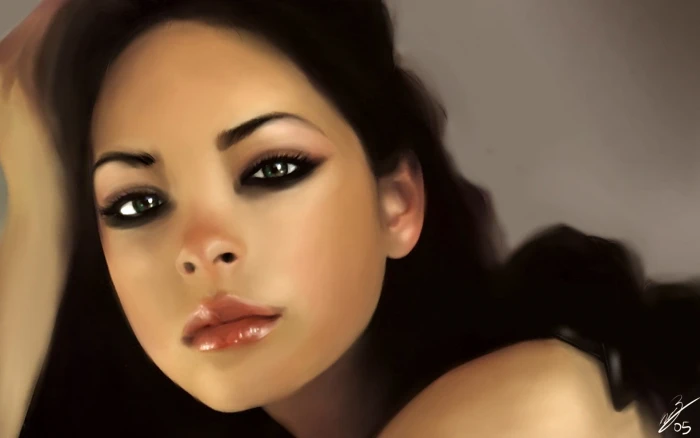 portrait painting of woman vector art Kristin Kreuk brunette