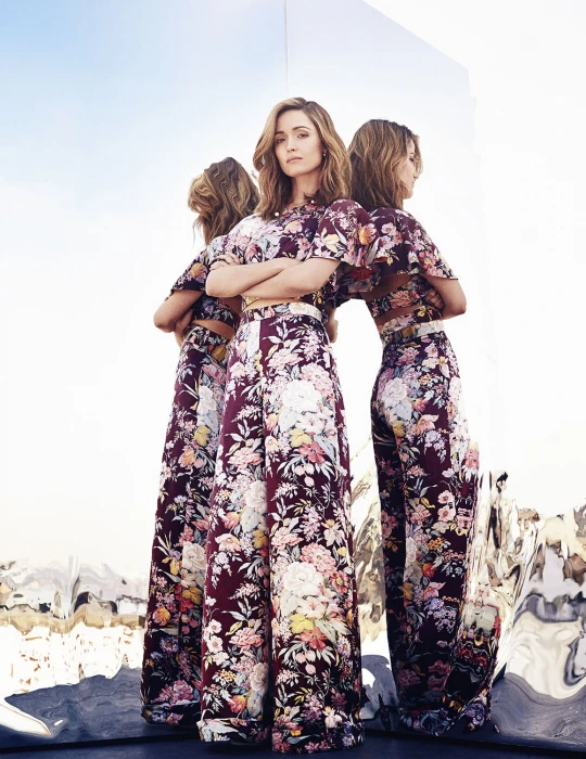 Rose Byrne women actress brunette Flower Dress reflection