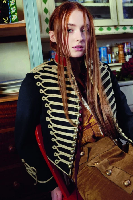 Sophie Turner redhead actress blue eyes long hair one person