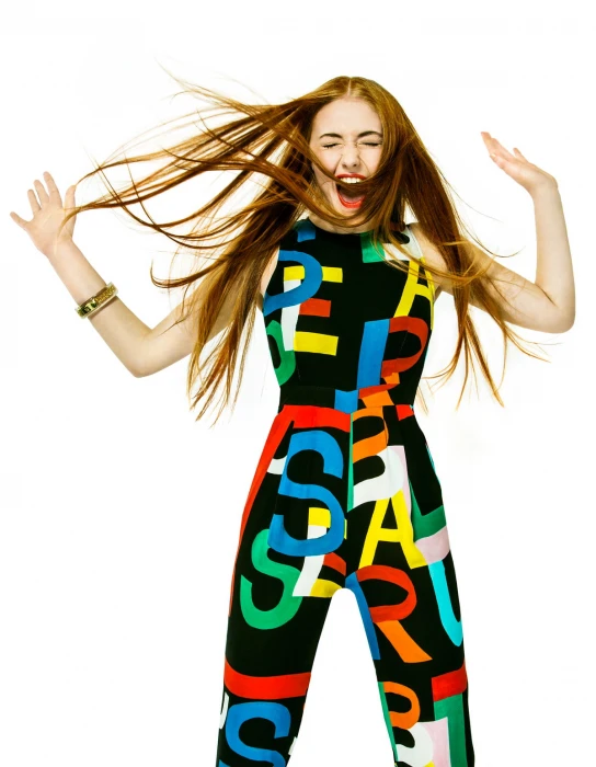 Sophie Turner redhead actress white background studio shot