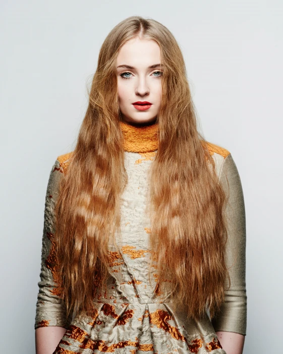Sophie Turner women actress long hair blue eyes redhead