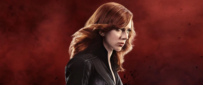 Scarlett Johansson actress red background redhead The Avengers 2k