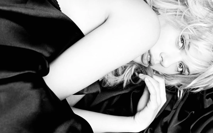 Scarlett Johansson in bed monochrome actress