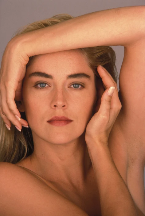 women actress blonde long hair Sharon Stone blue eyes 63 2k