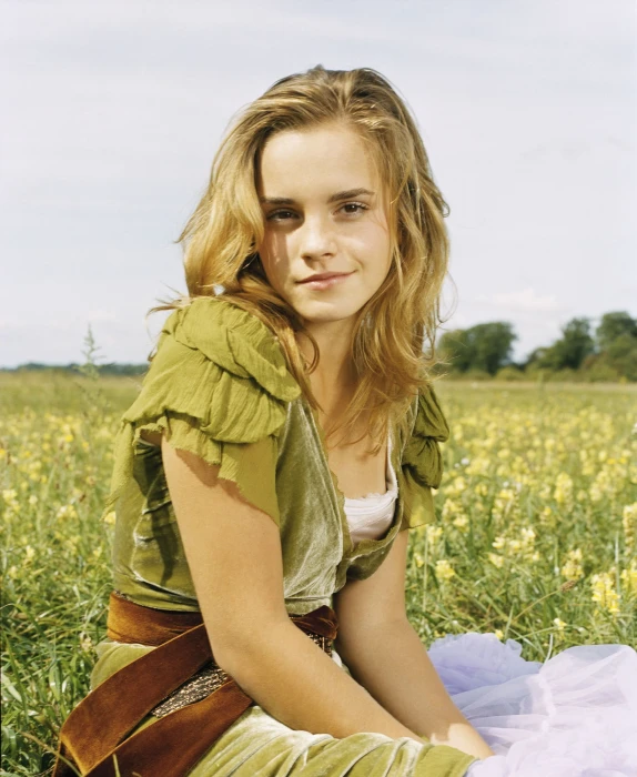 women actress blonde long hair outdoors field portrait display