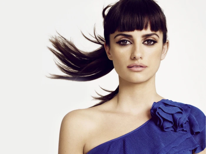 women actress brunette Penelope Cruz ponytail portrait